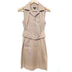 ANN TAYLOR Sleeveles Khaki Belted Sheath Dress